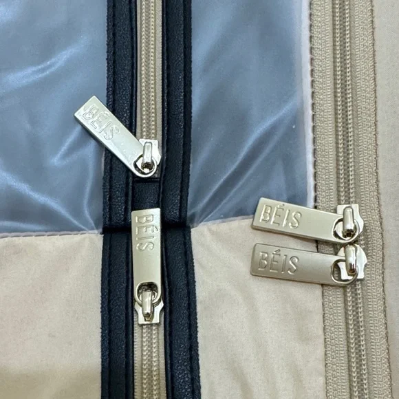 BEIS Hard Shell Suitcase carry on roller in beige/black $268+tax = $290 - Picture 9 of 17